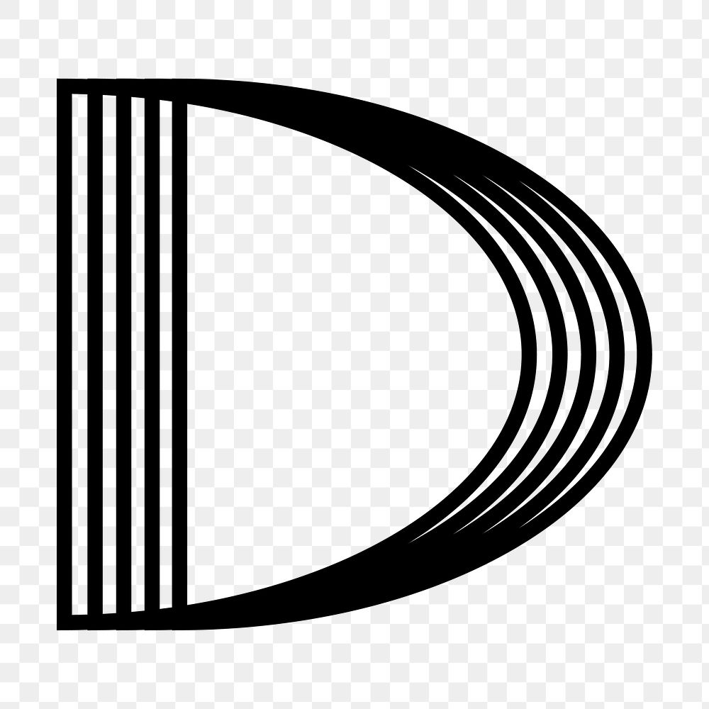 Letter D png abstract shaped font, transparent background