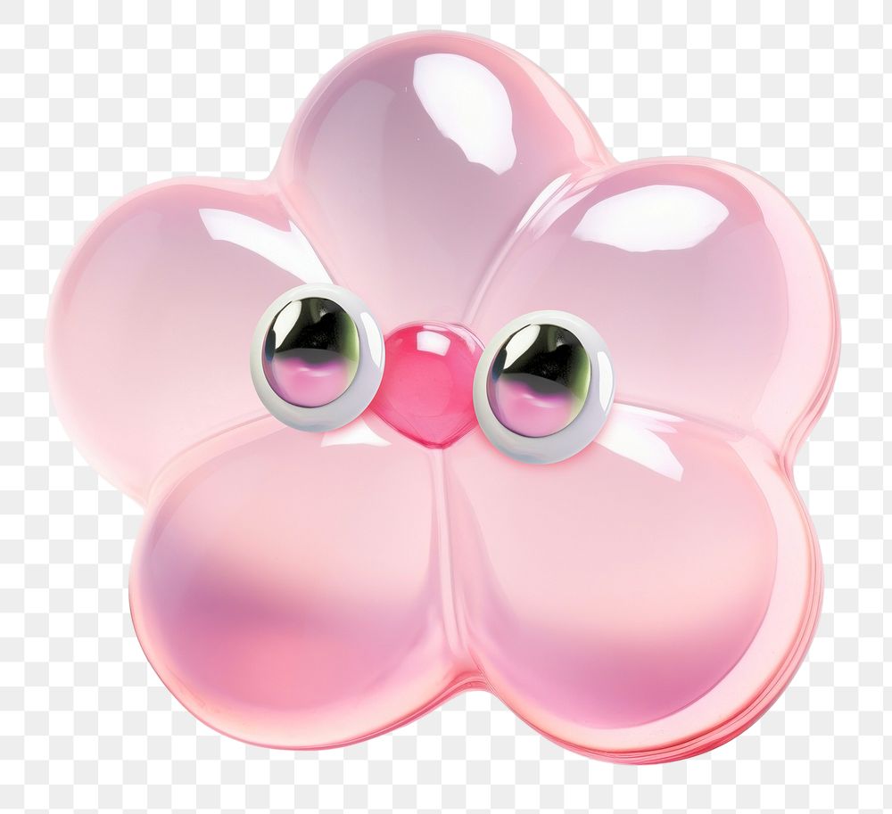 3D pink flower png character, transparent background