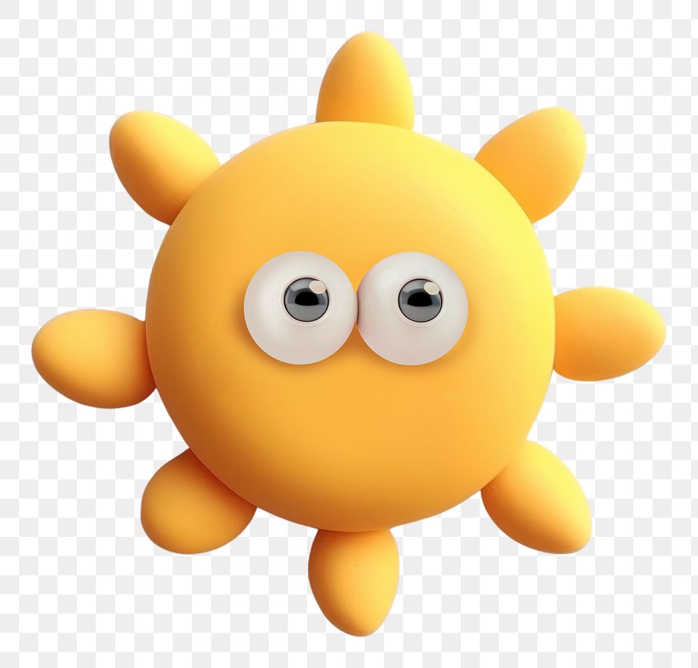 3D sun png icon, trasparent background