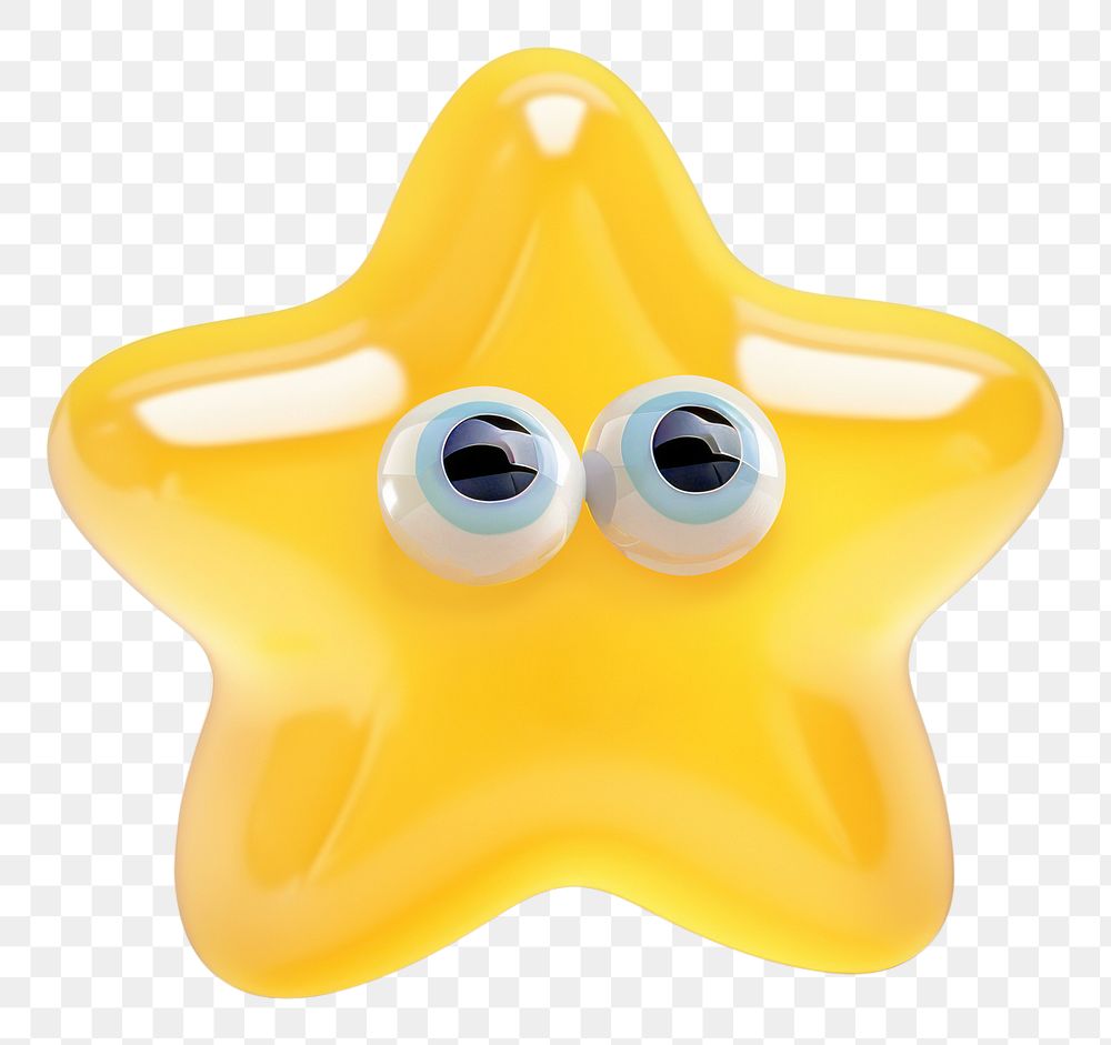 Yellow star png 3D icon, transparent background