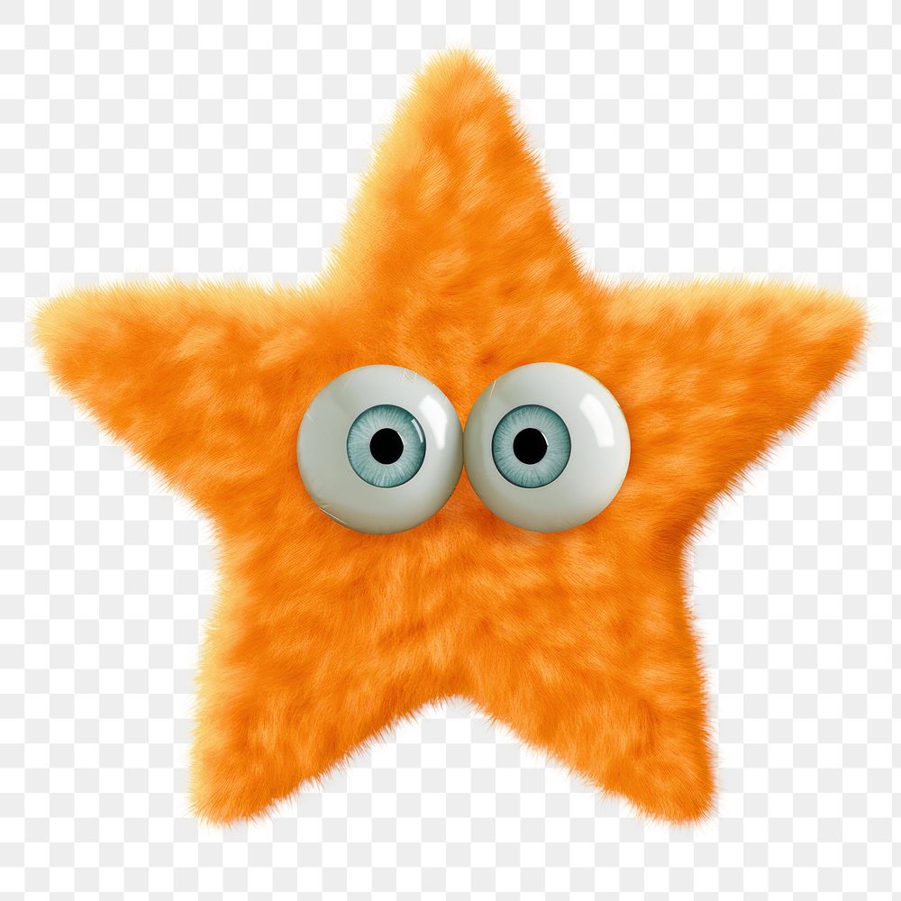 Orange star png 3D character icon, transparent background