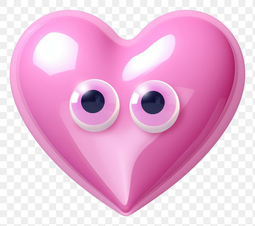 Pink heart png 3D character icon, transparent background