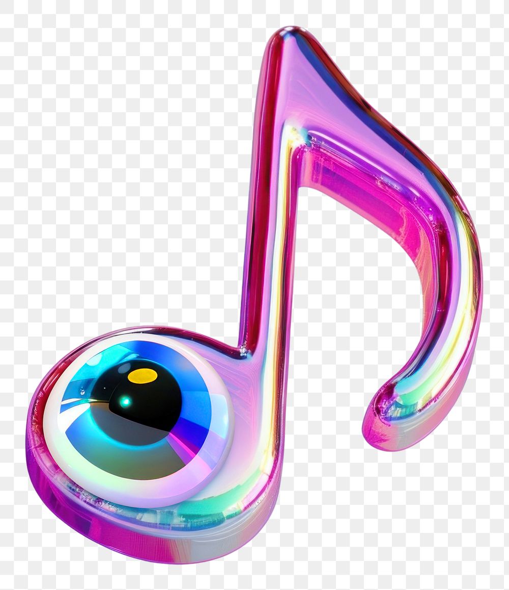 3D music note png eye character, transparent background