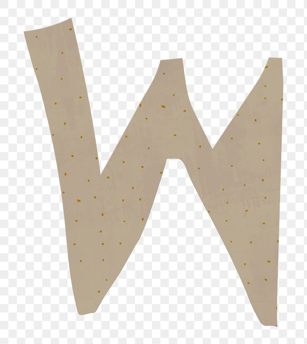 Letter W png cute paper cut alphabet, transparent background