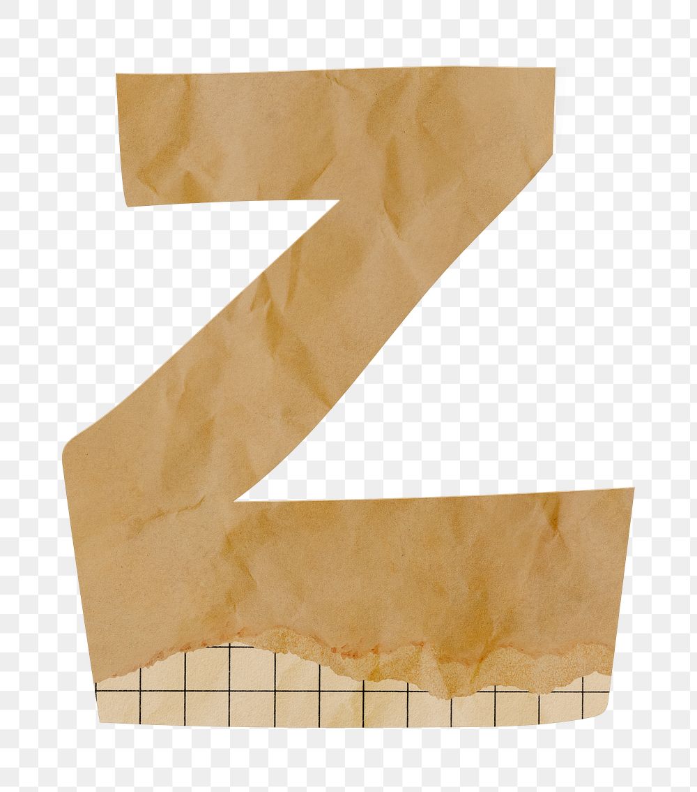 Letter Z png cute paper cut alphabet, transparent background
