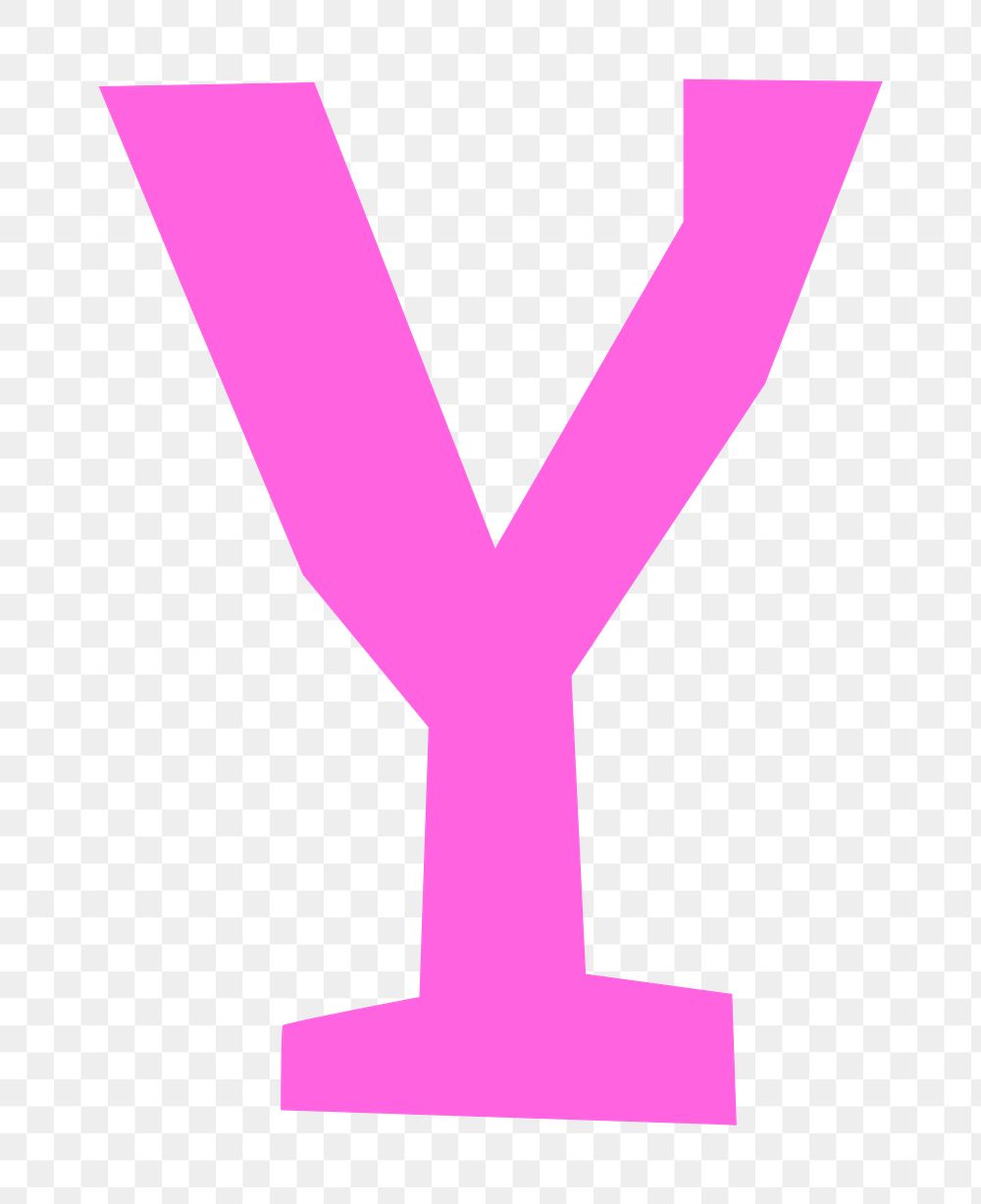 Letter Y png in pink paper cut shape font, transparent background