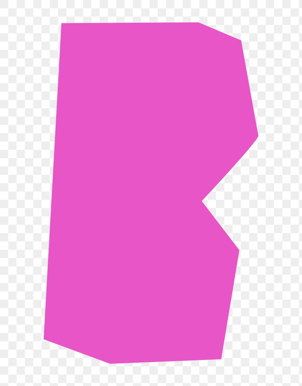 Letter B png in pink paper cut shape font, transparent background