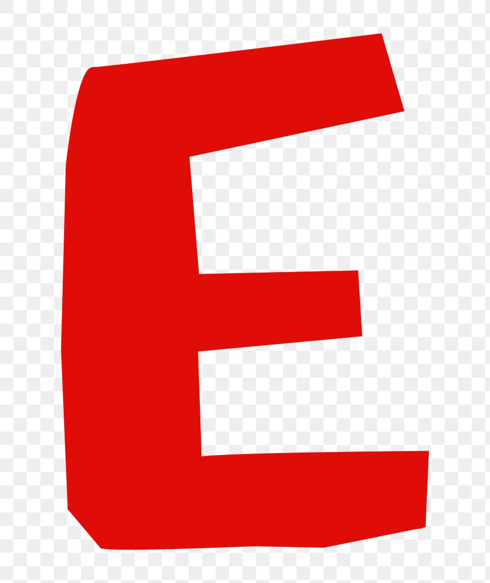 Letter E png in red paper cut shape font, transparent background