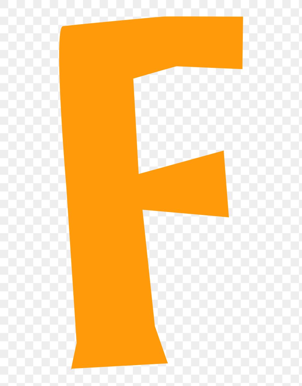 Letter F png in orange paper cut shape font, transparent background