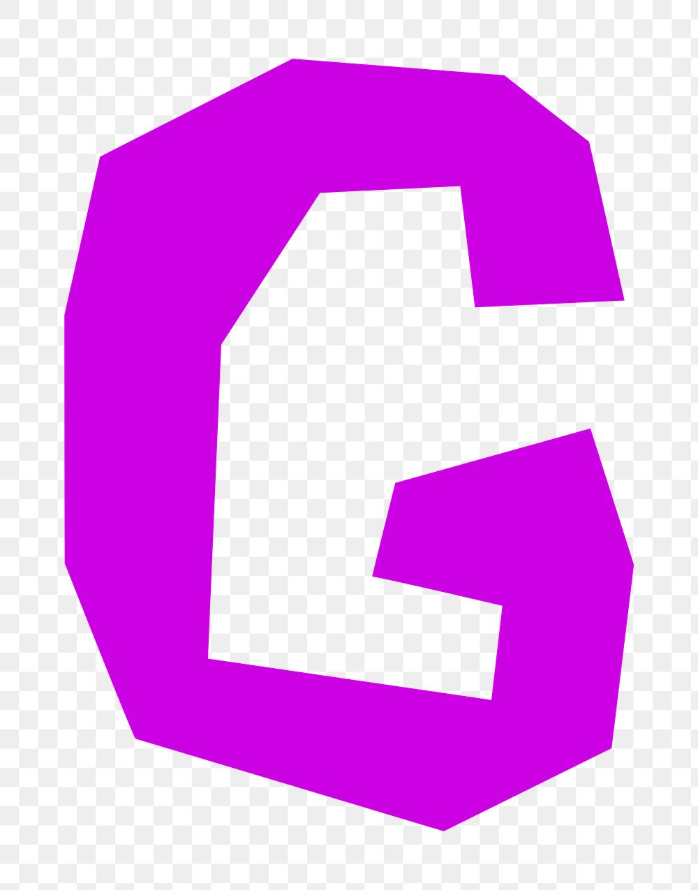 Letter G png in purple paper cut shape font, transparent background