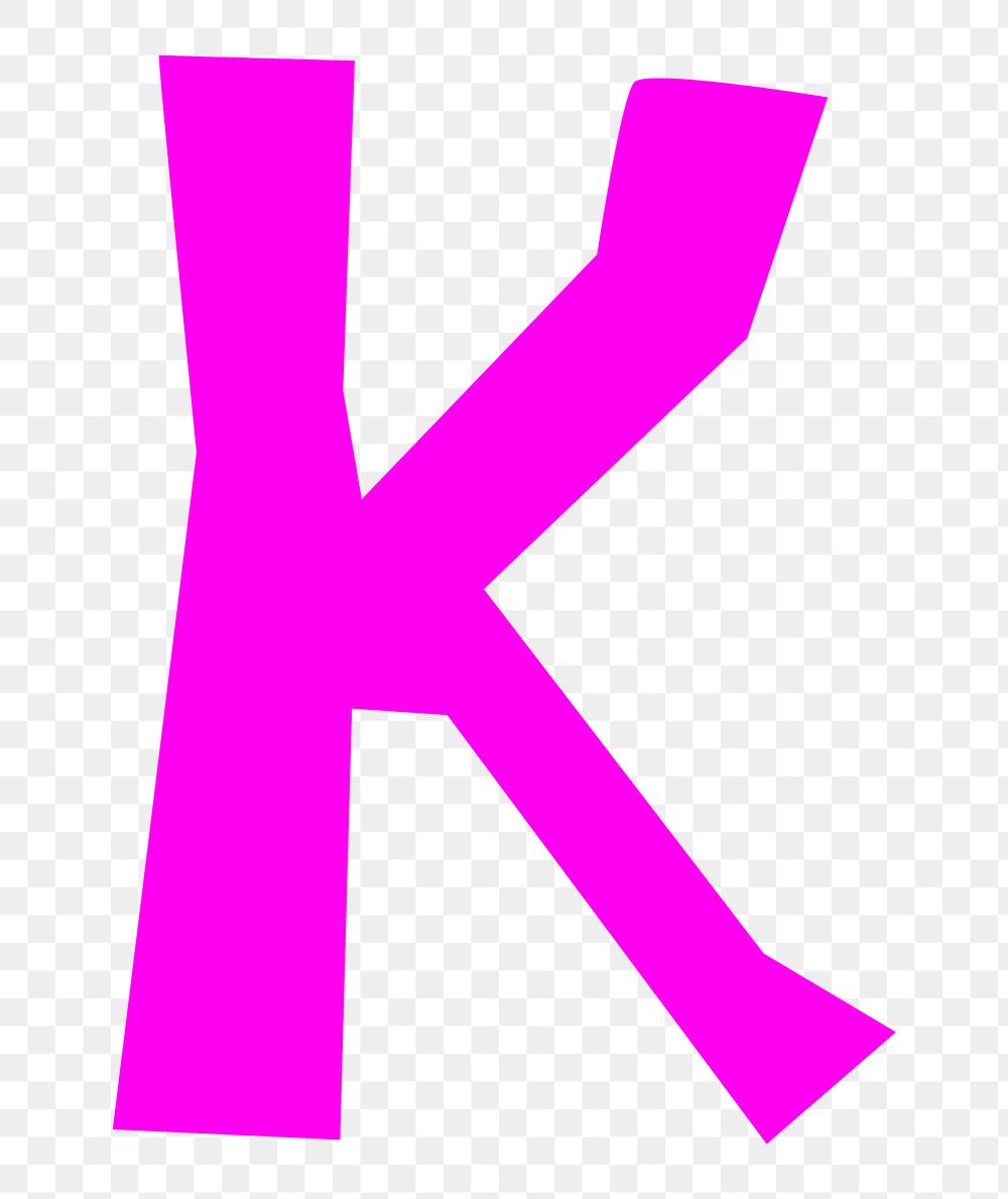 Letter K png in pink paper cut shape font, transparent background
