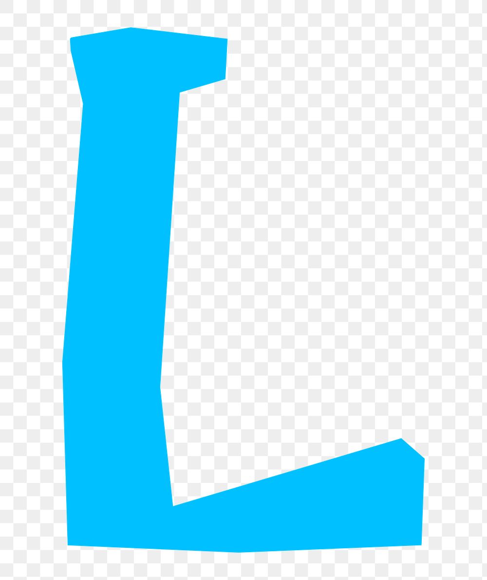Letter L png in blue paper cut shape font, transparent background
