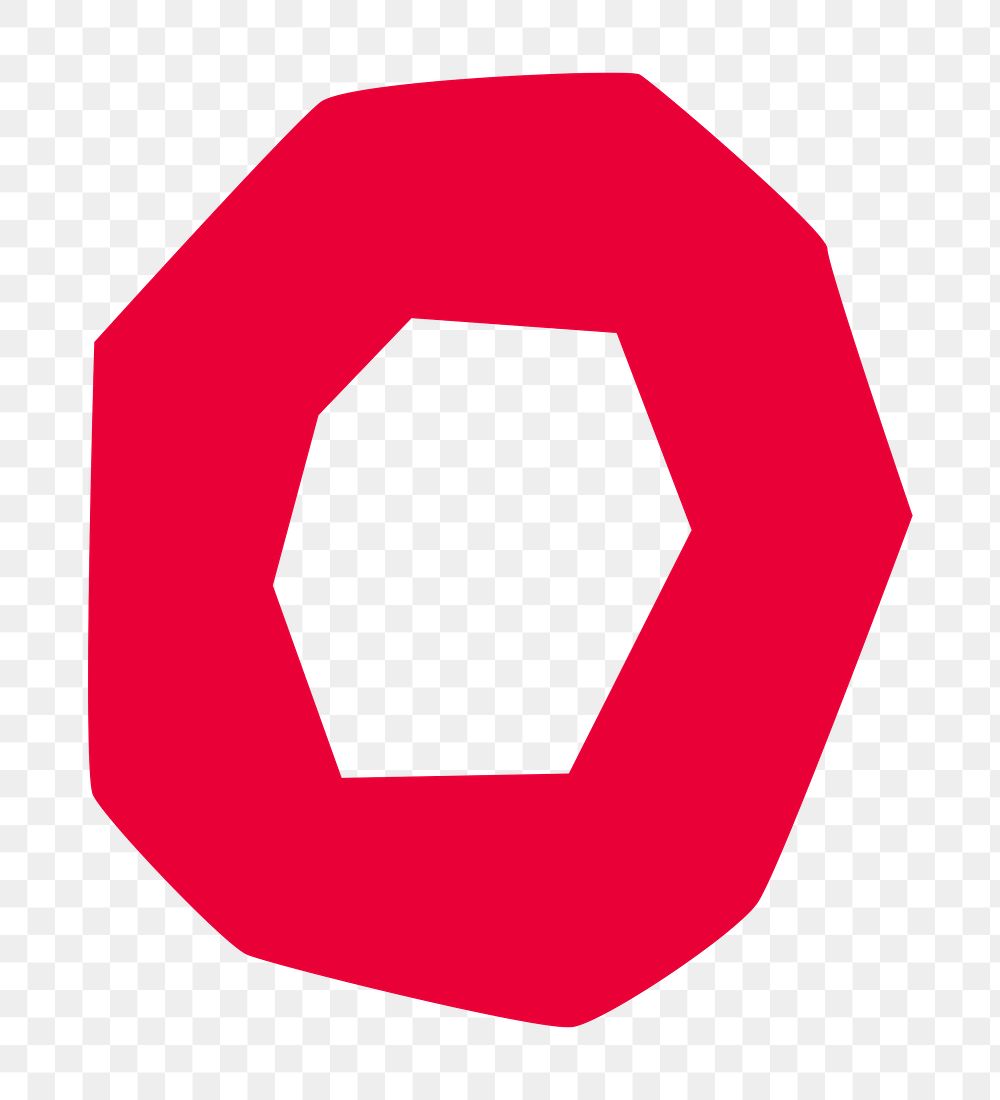 Letter O png in red paper cut shape font, transparent background