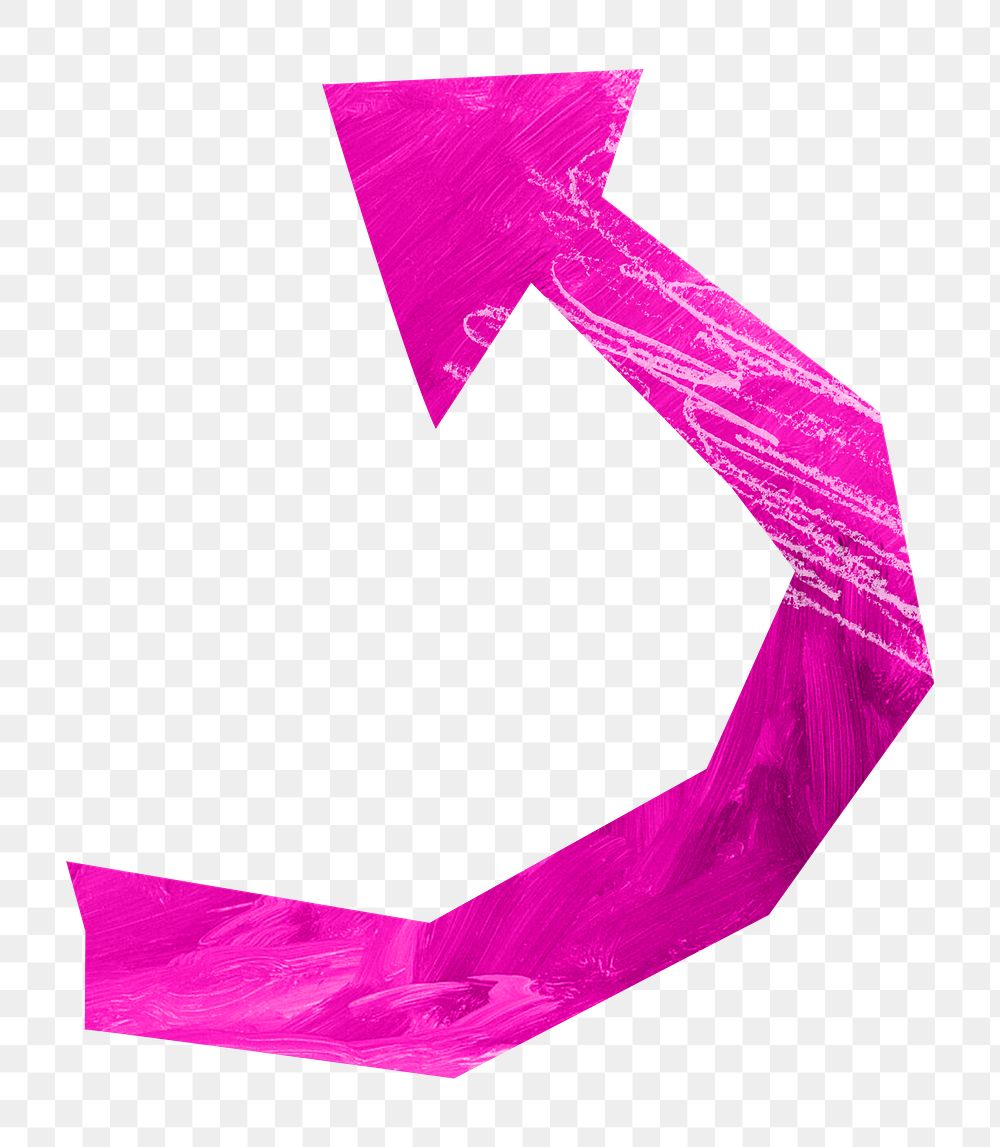 Pink return arrow PNG craft element, transparent background
