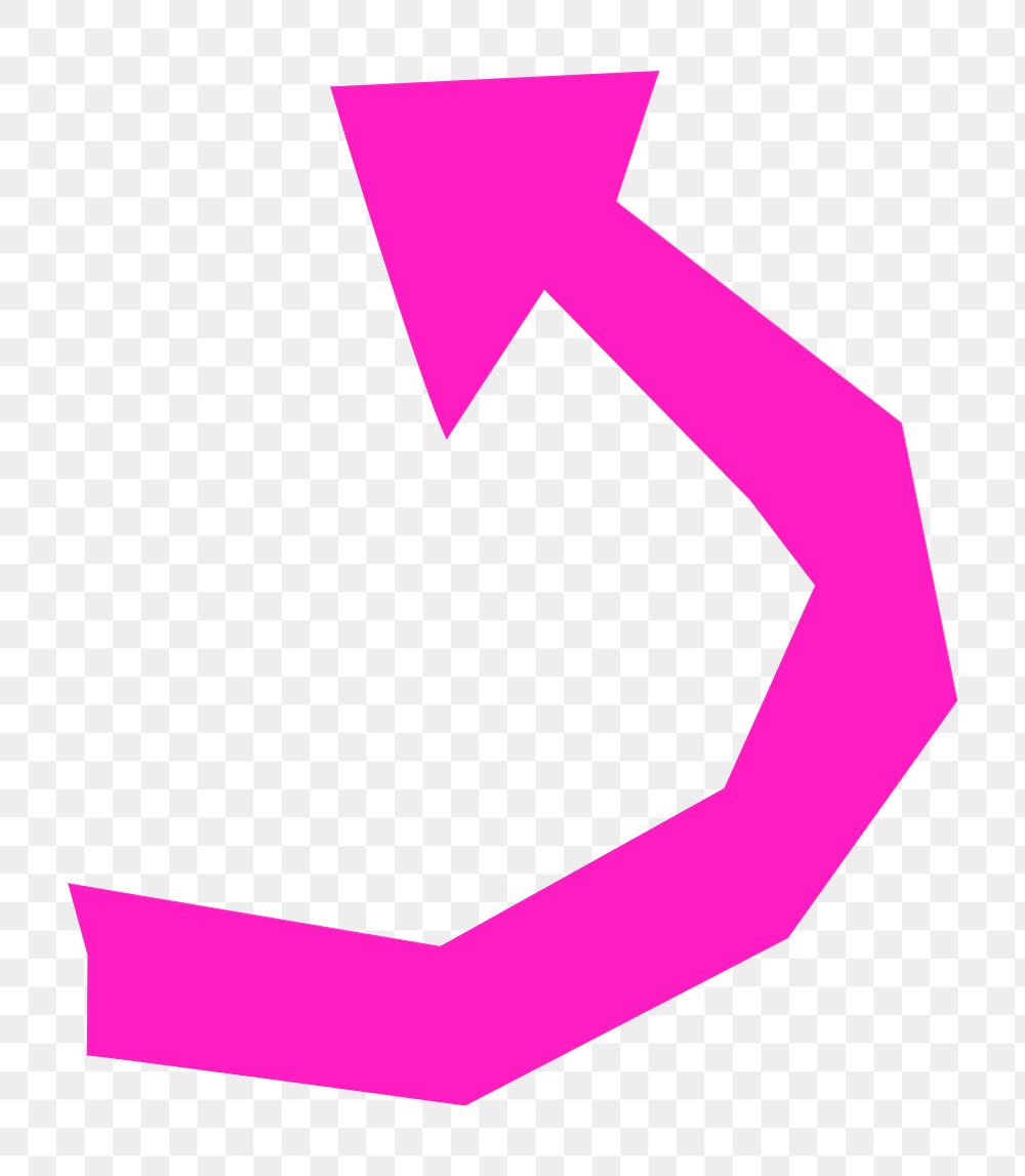 Pink return arrow PNG element, transparent background