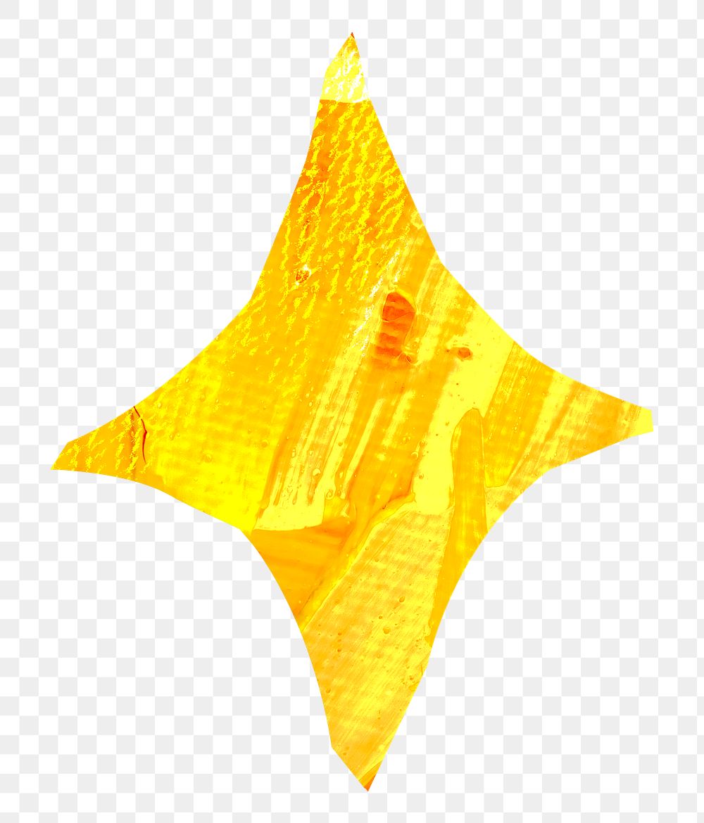 Yellow star PNG craft element, transparent background