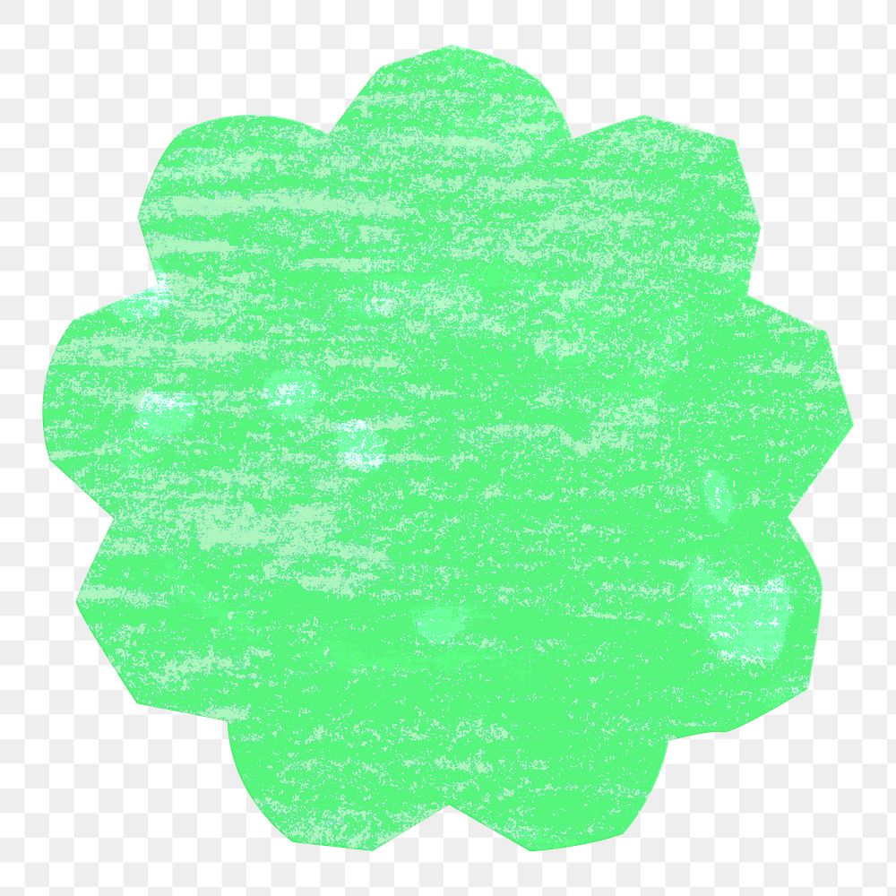 Green flower shape PNG craft element, transparent background