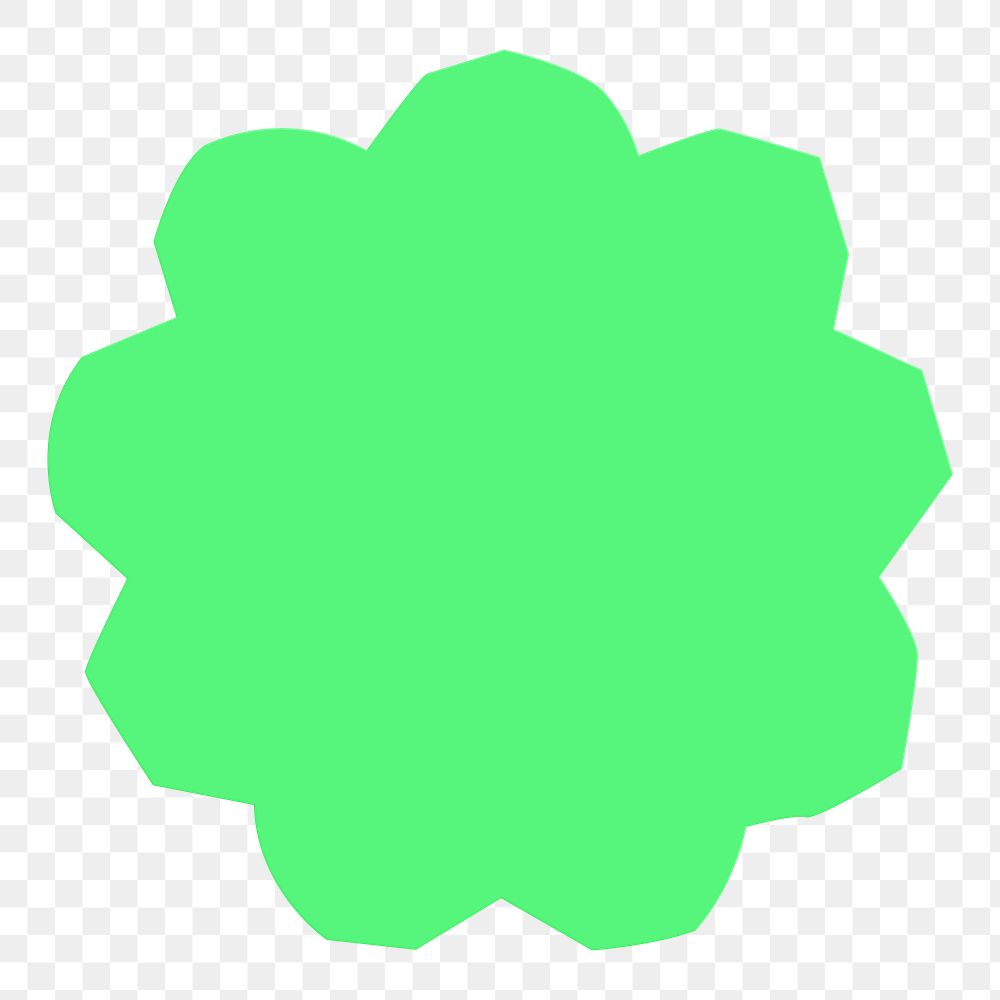 Green flower shape PNG element, transparent background