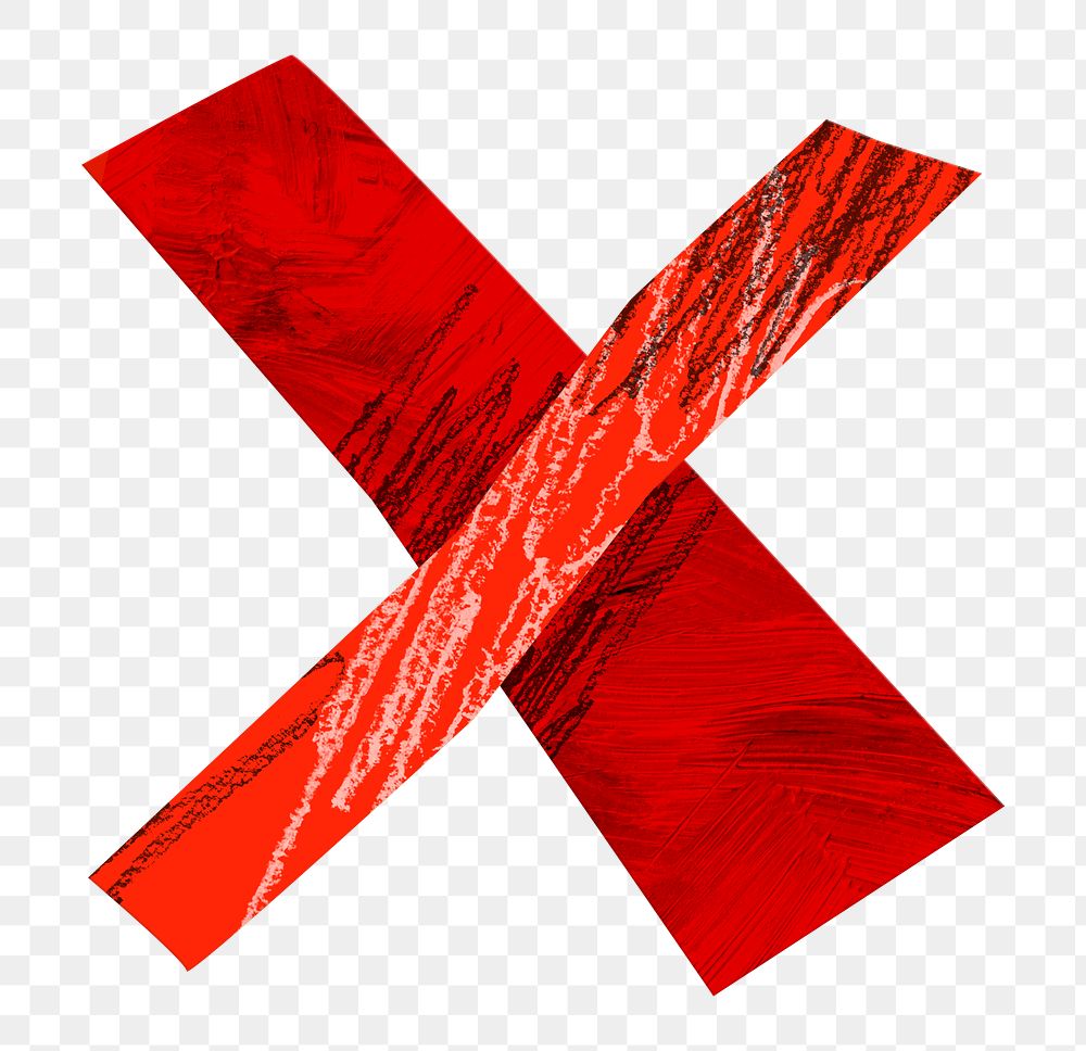 Red x mark PNG craft element, transparent background