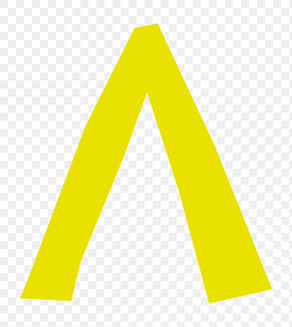 Circumflex png in yellow paper cut shape sign, transparent background