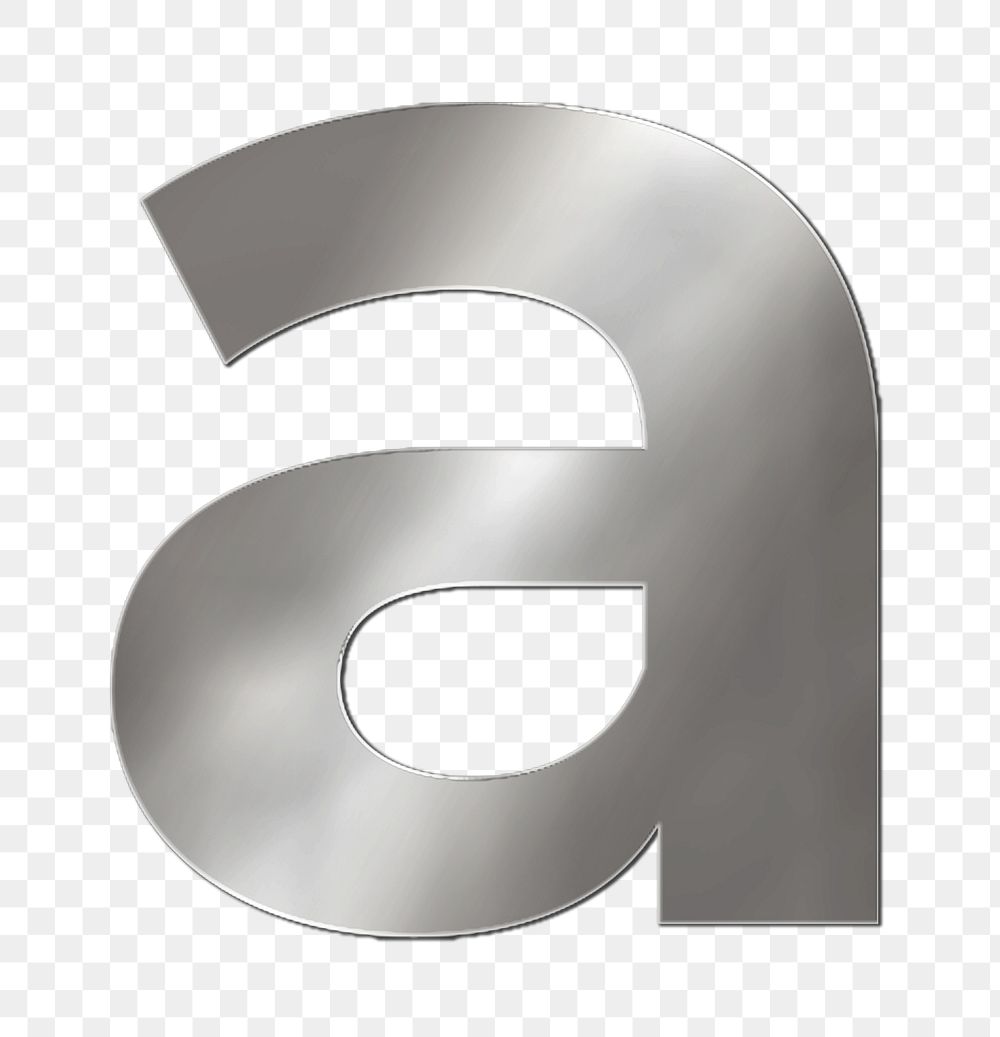 PNG alphabet a silver metallic font, transparent background