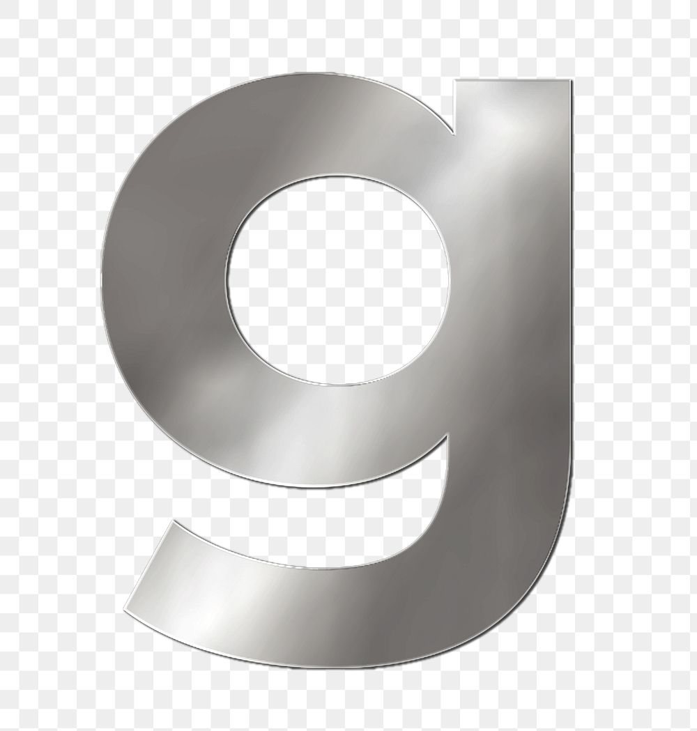 PNG alphabet g silver metallic font, transparent background