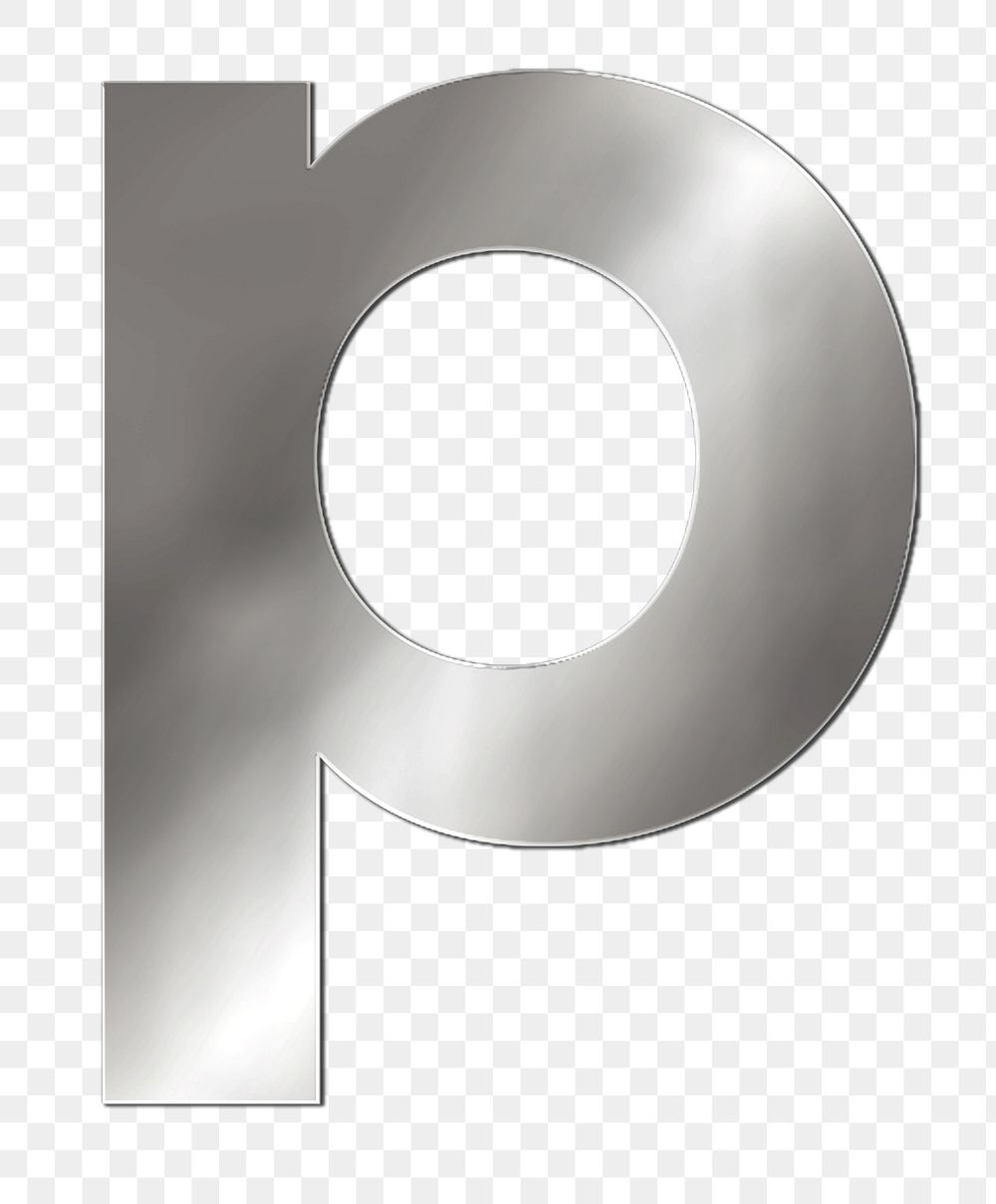 PNG alphabet p silver metallic font, transparent background