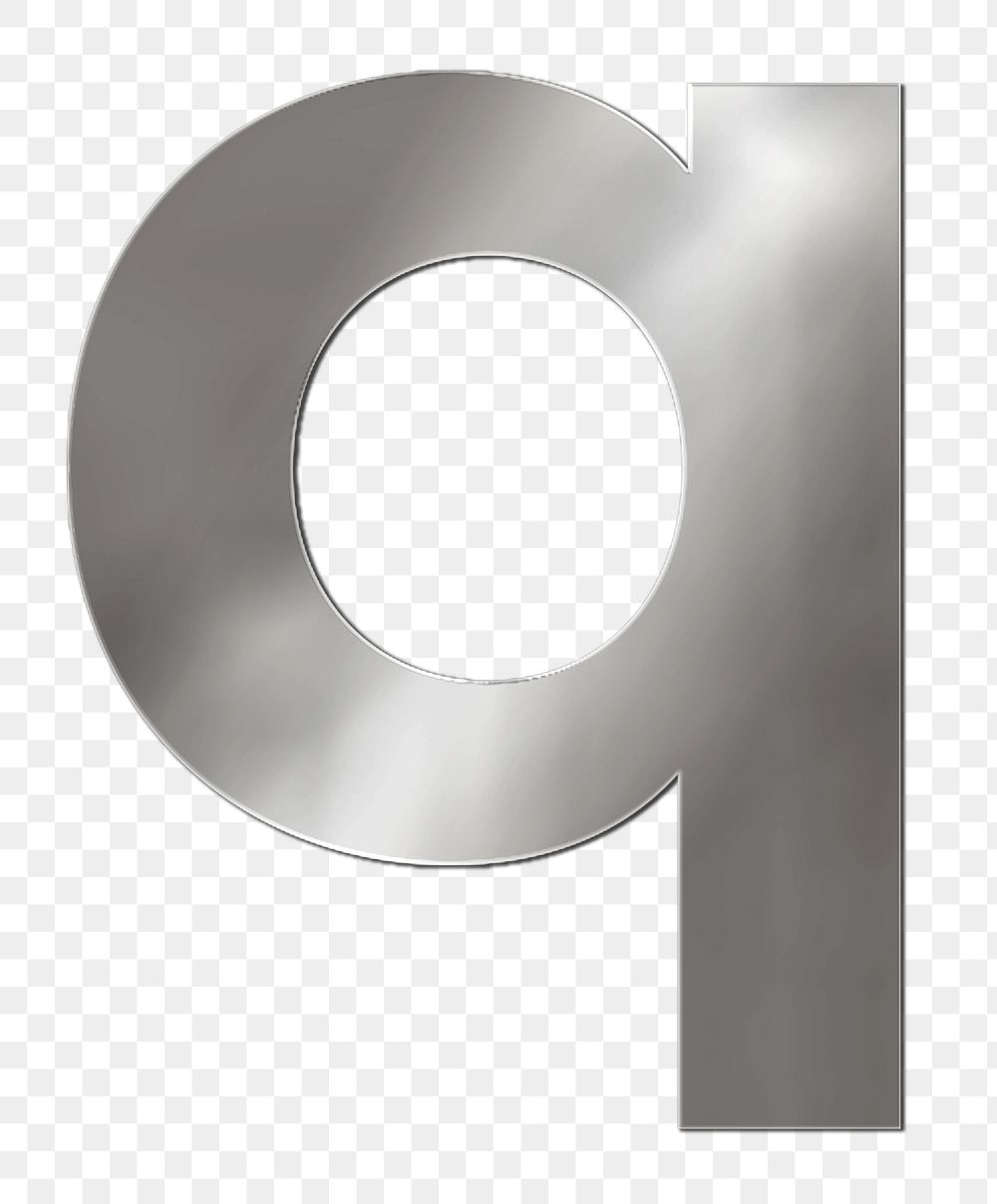 PNG alphabet q silver metallic font, transparent background