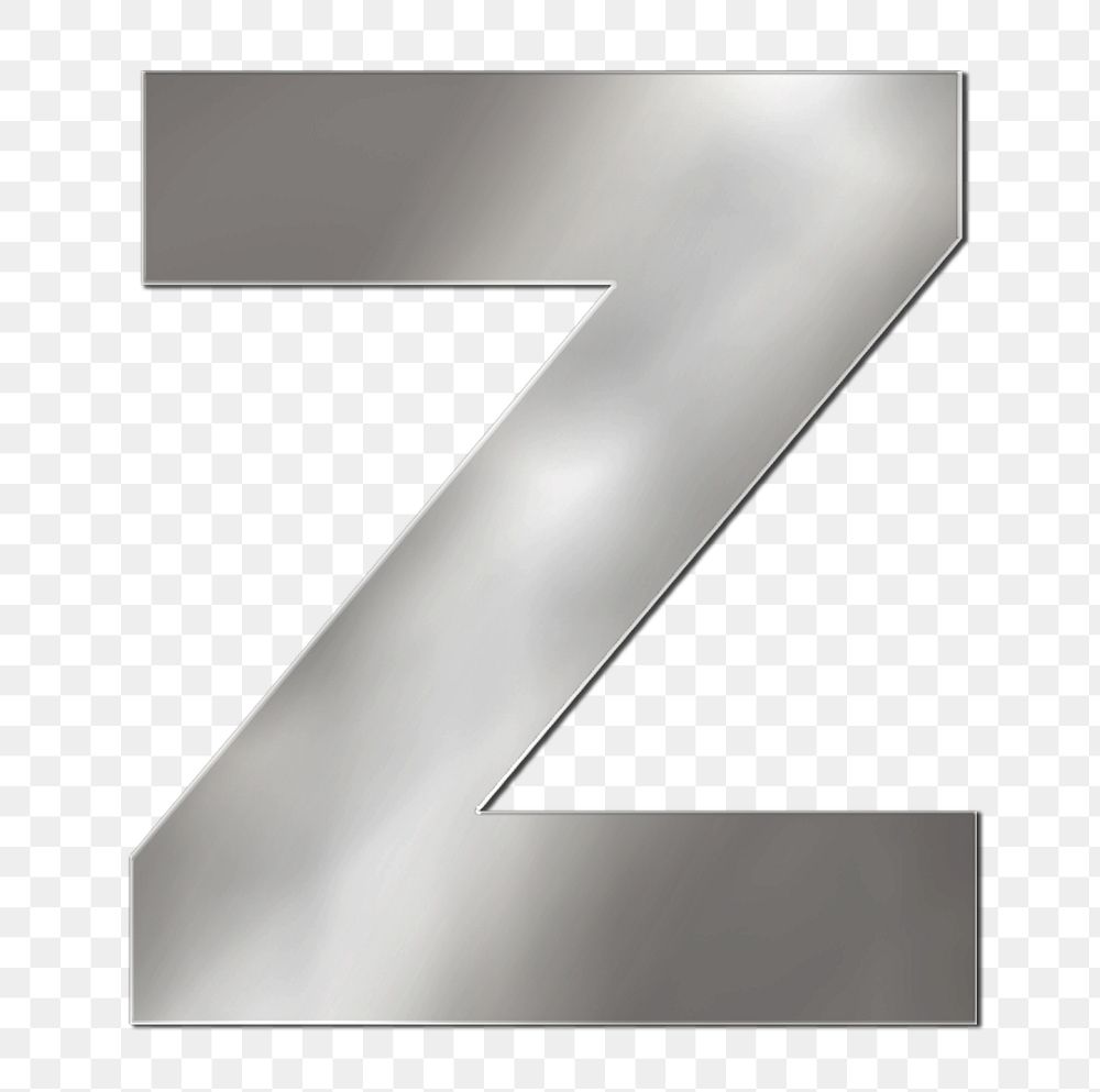 PNG alphabet z silver metallic font, transparent background