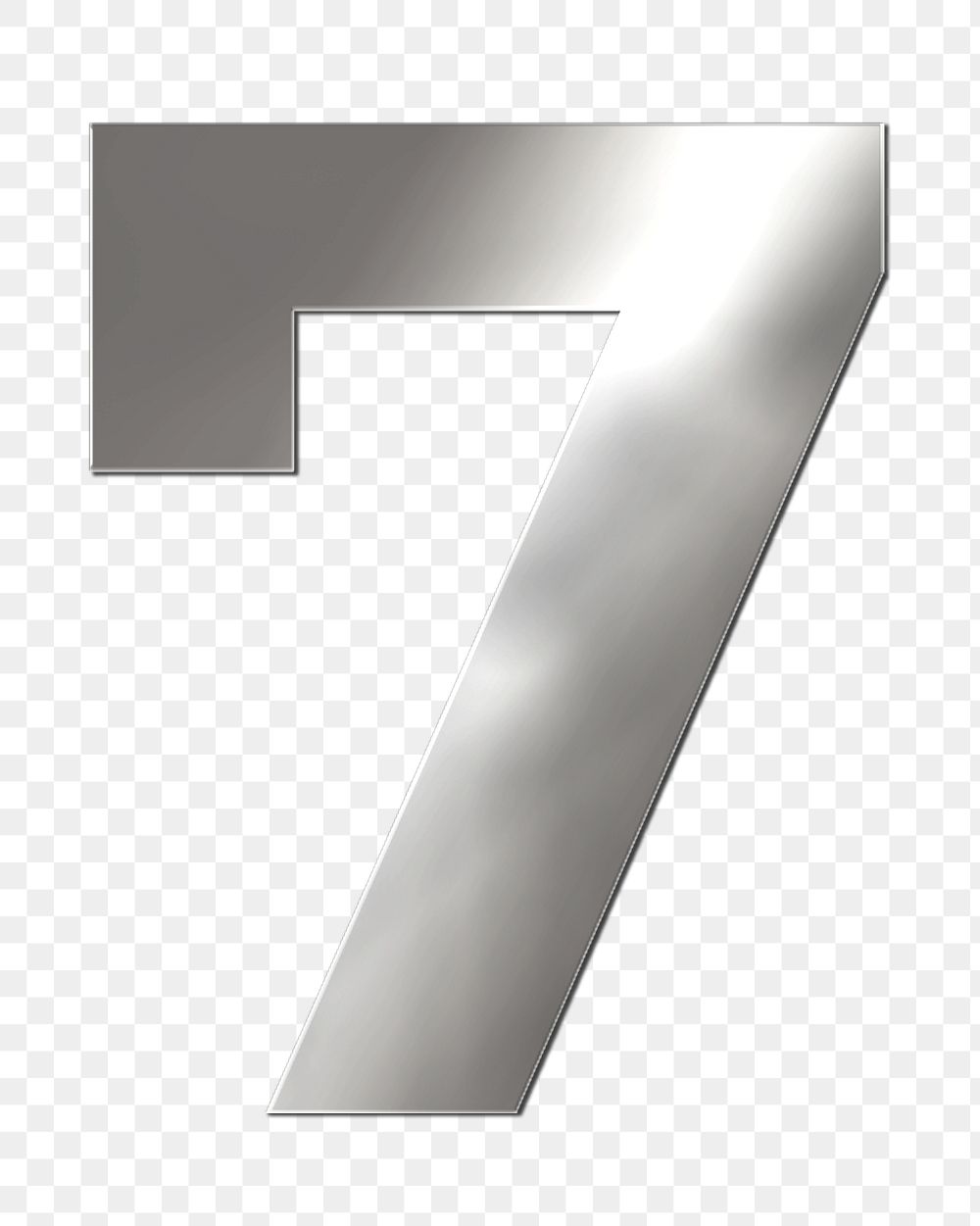 PNG number 7 silver metallic font, transparent background