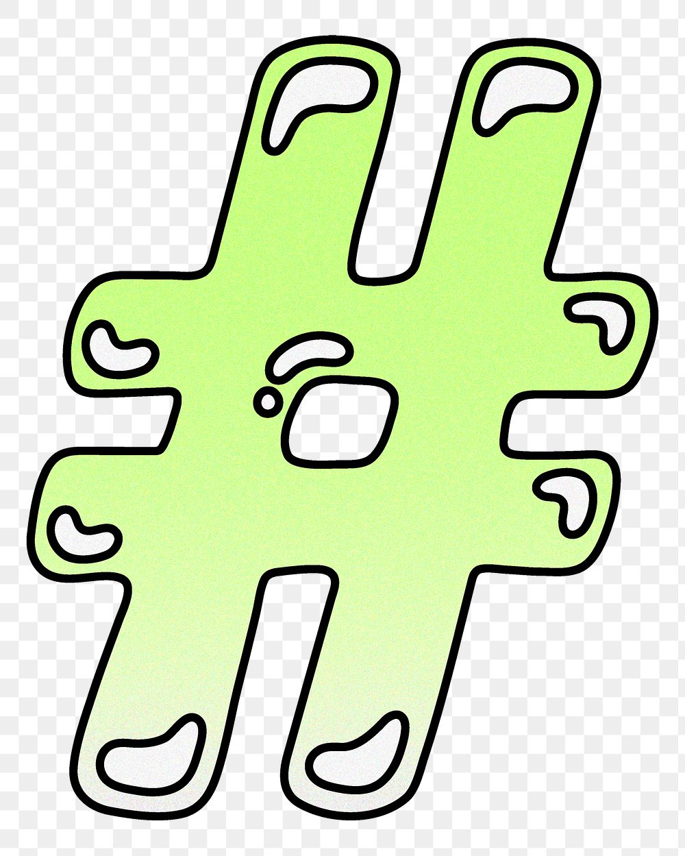 Hashtag  sign png gradient green symbol, transparent background