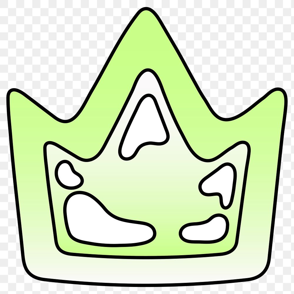 PNG crown icon, lime green shape, transparent background