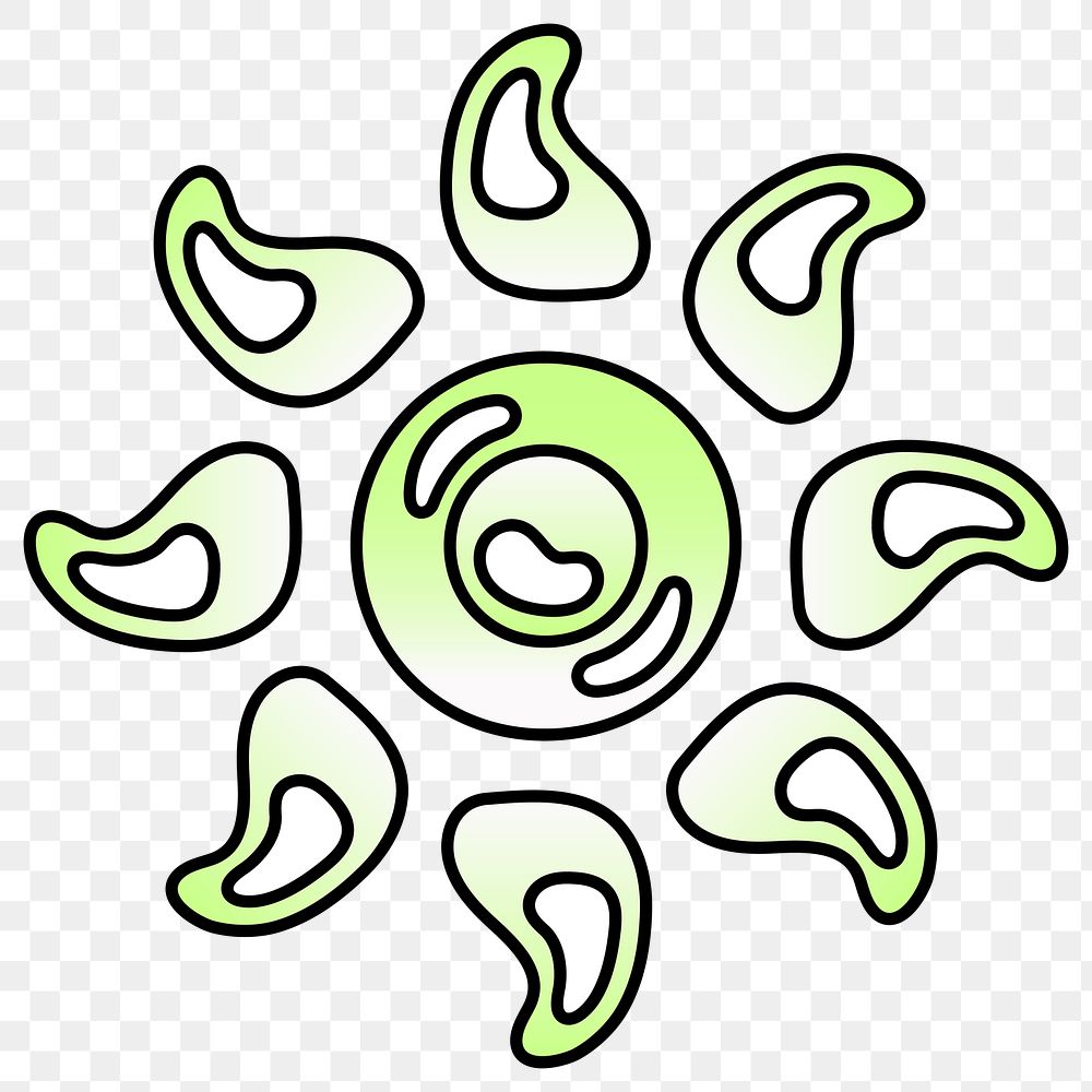PNG sun icon, lime green shape, transparent background