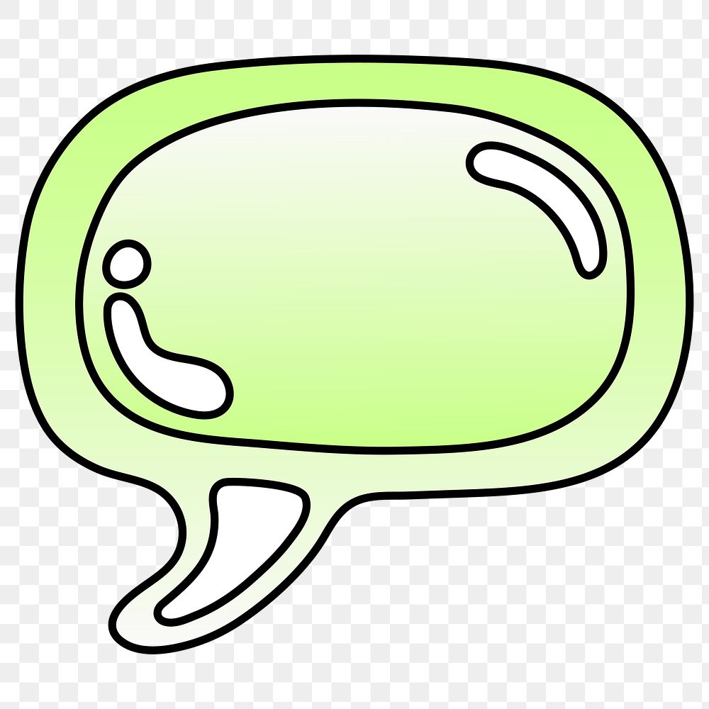 PNG speech bubble icon, lime green shape, transparent background