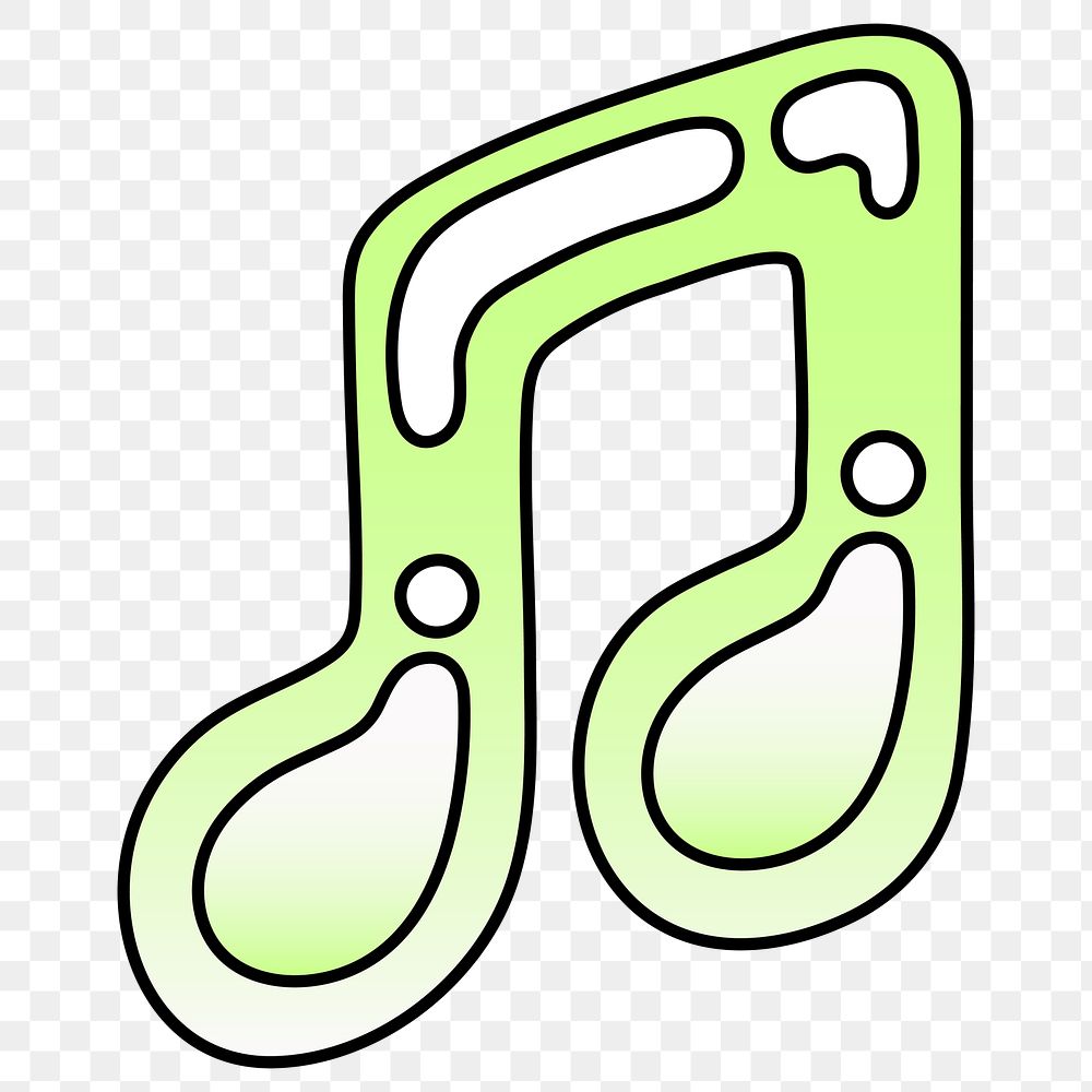 PNG music note icon, lime green shape, transparent background