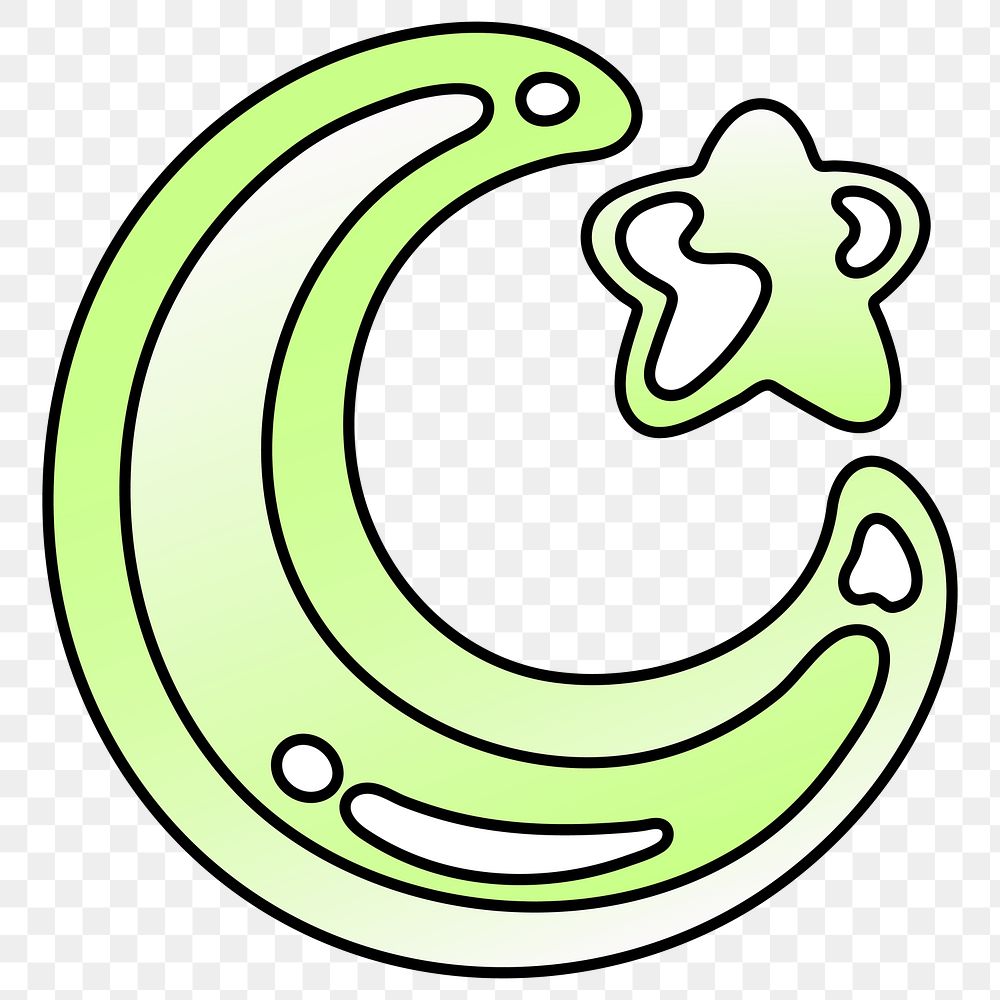 PNG crescent moon icon, lime green shape, transparent background
