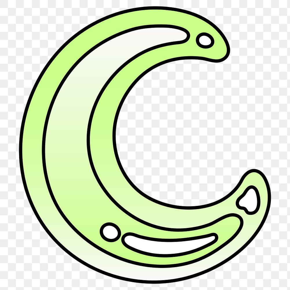 PNG crescent moon icon, lime green shape, transparent background