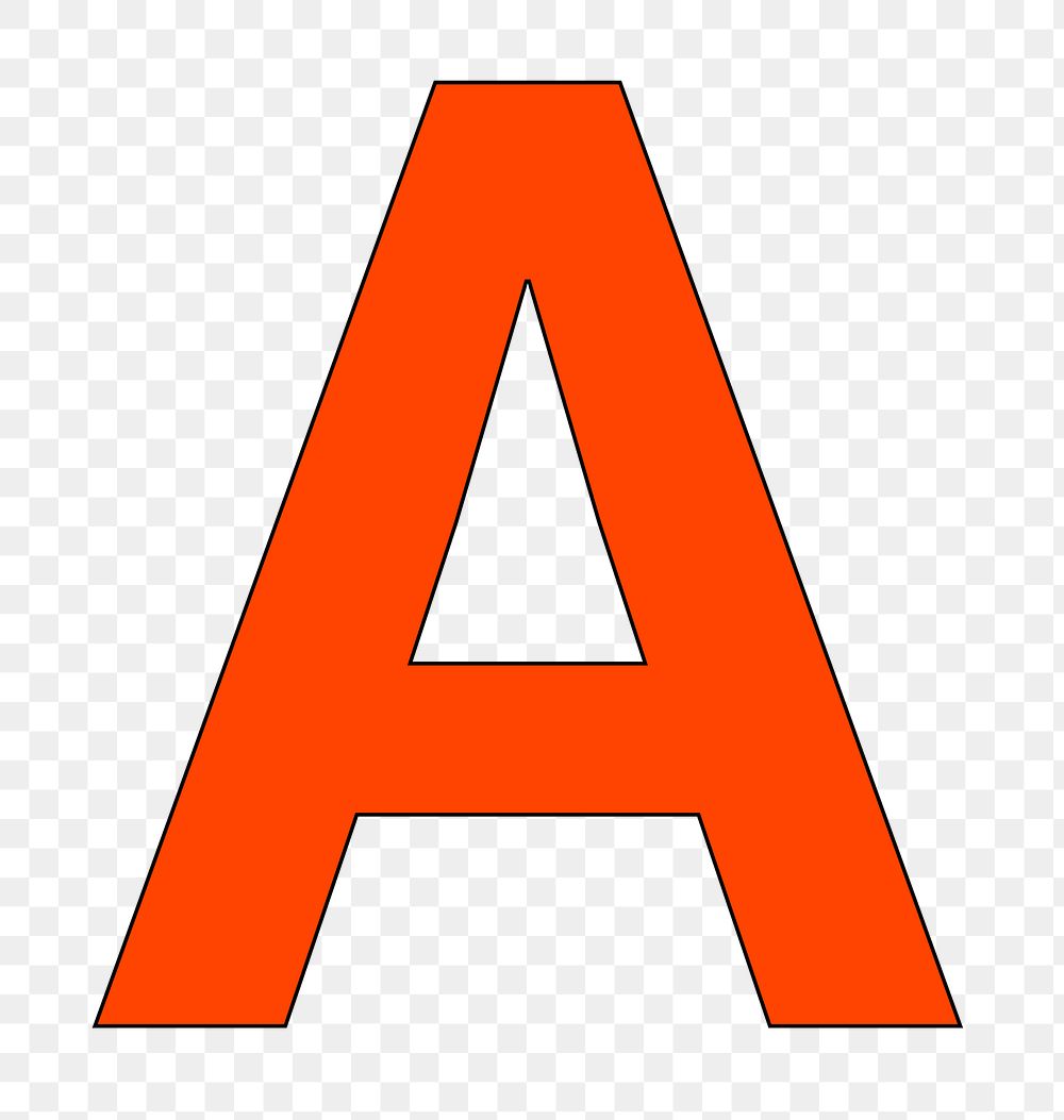 Letter A png orange font, transparent background