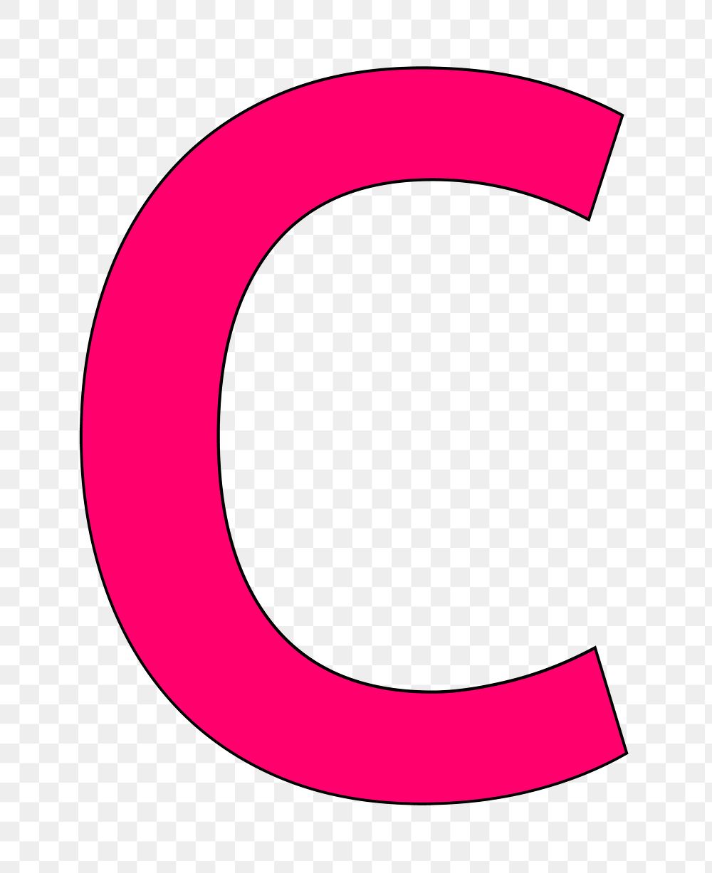 Letter C png pink font, transparent background