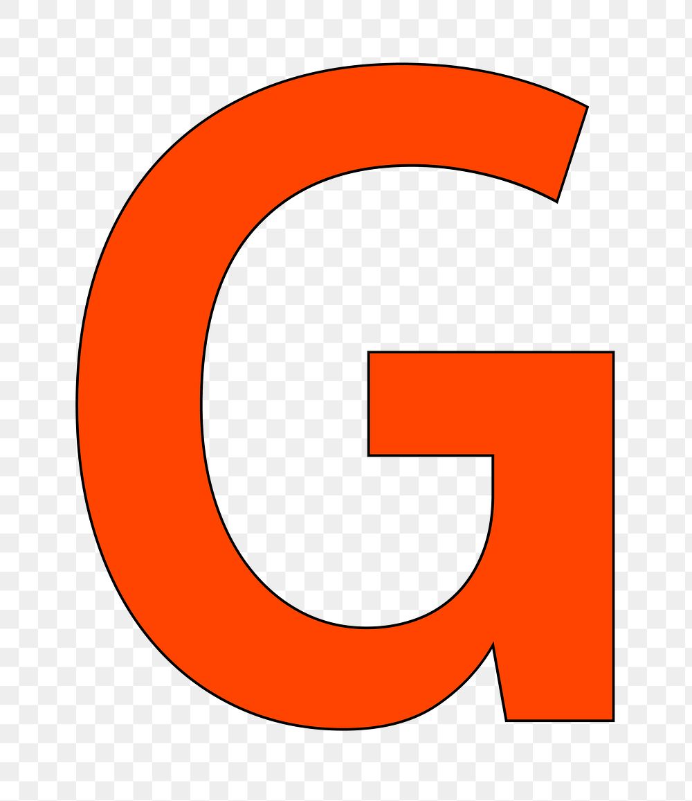 Letter G png orange font, transparent background