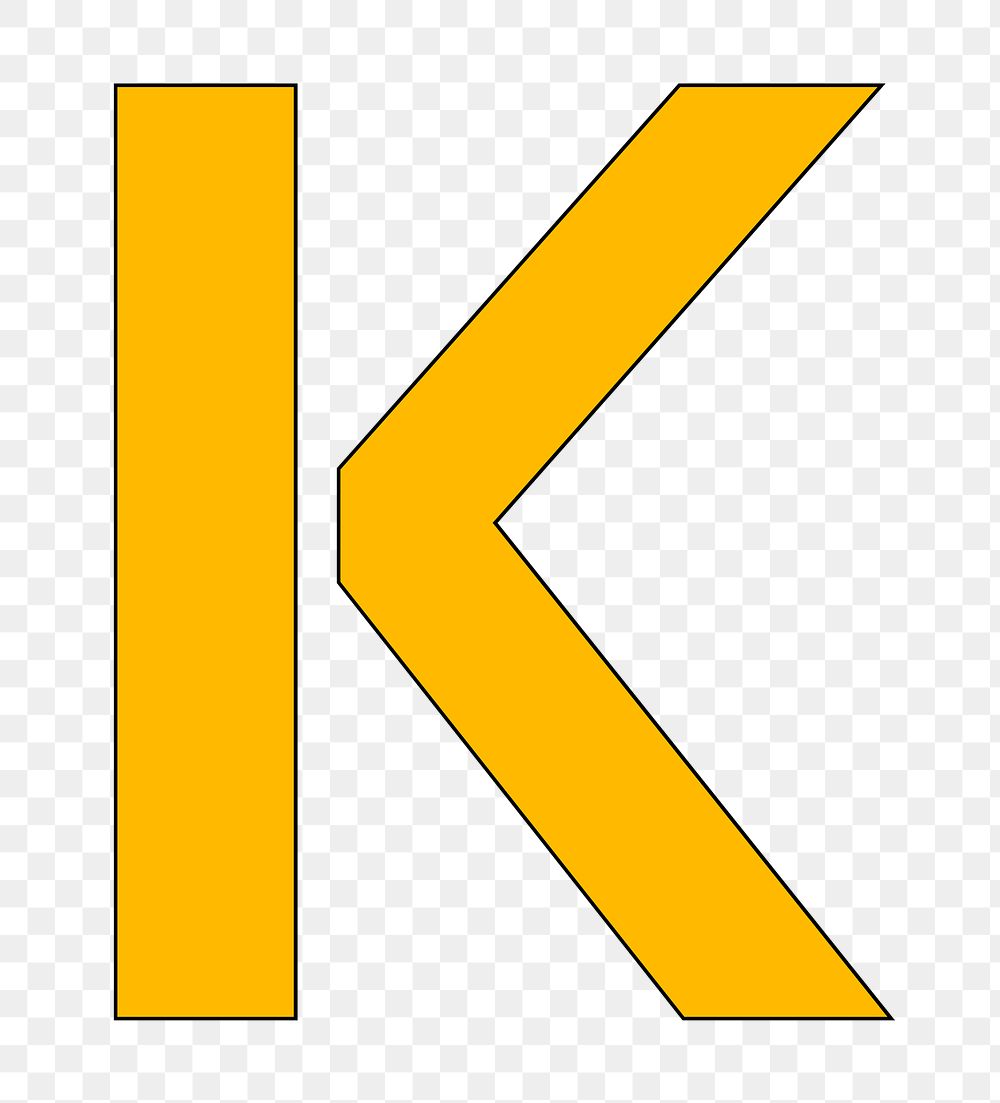 Letter K png yellow font, transparent background
