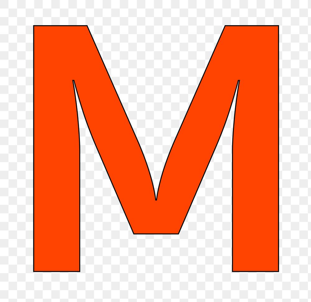 Letter M png orange font, transparent background