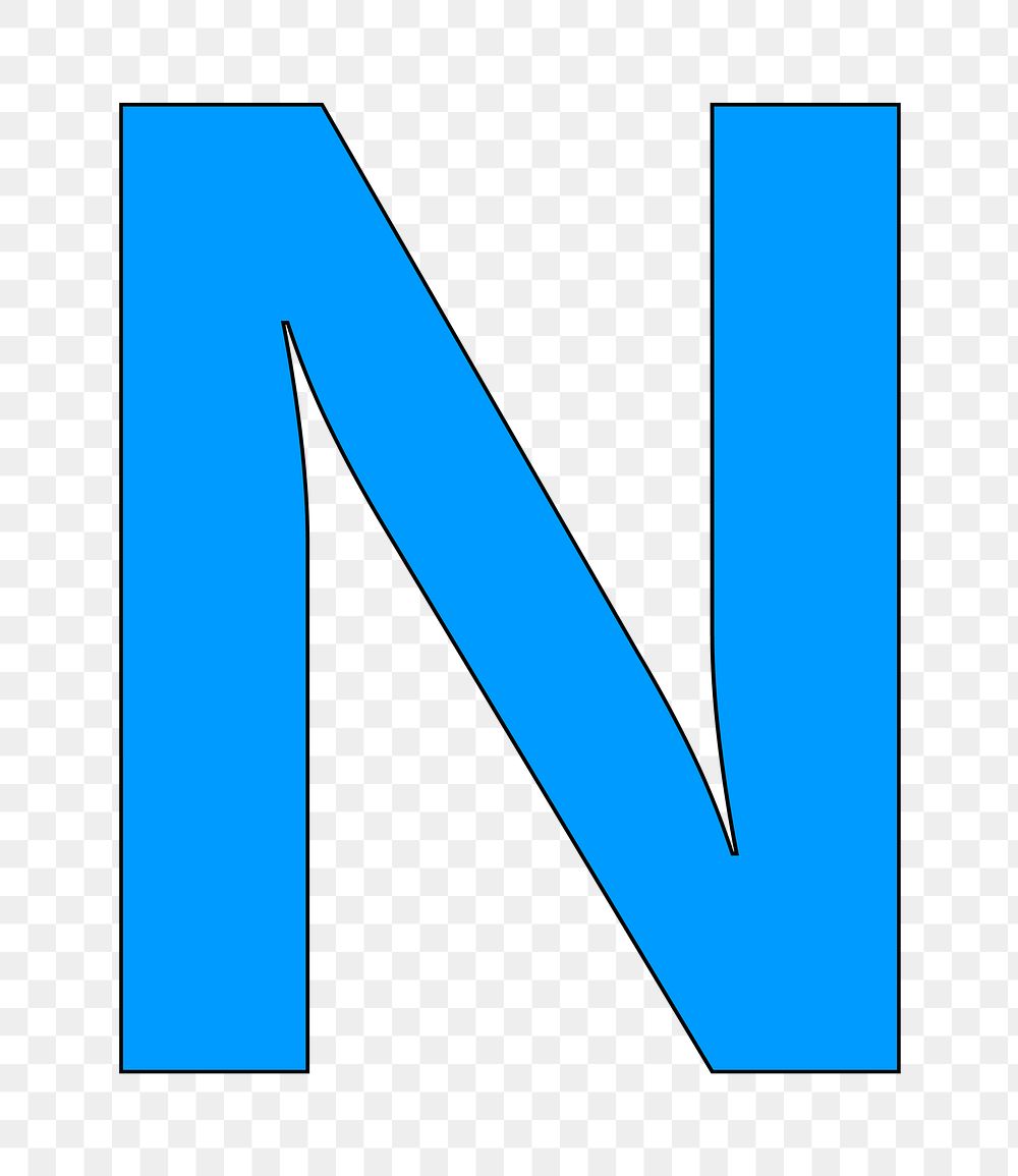 Letter N png blue font, transparent background