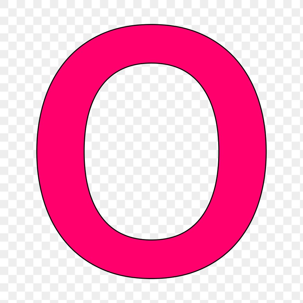 Letter O png pink font, transparent background