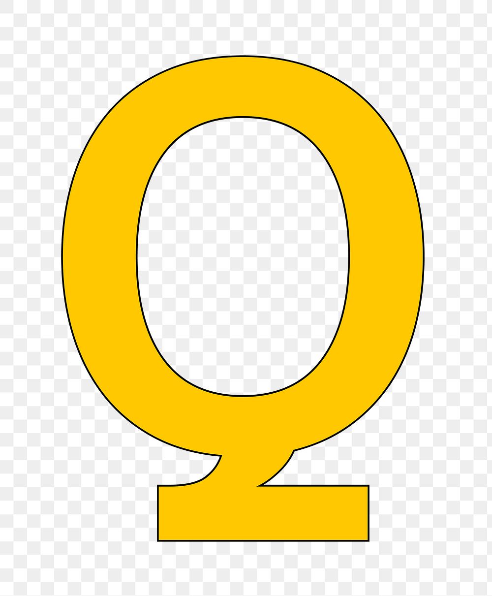 Letter Q png yellow font, transparent background