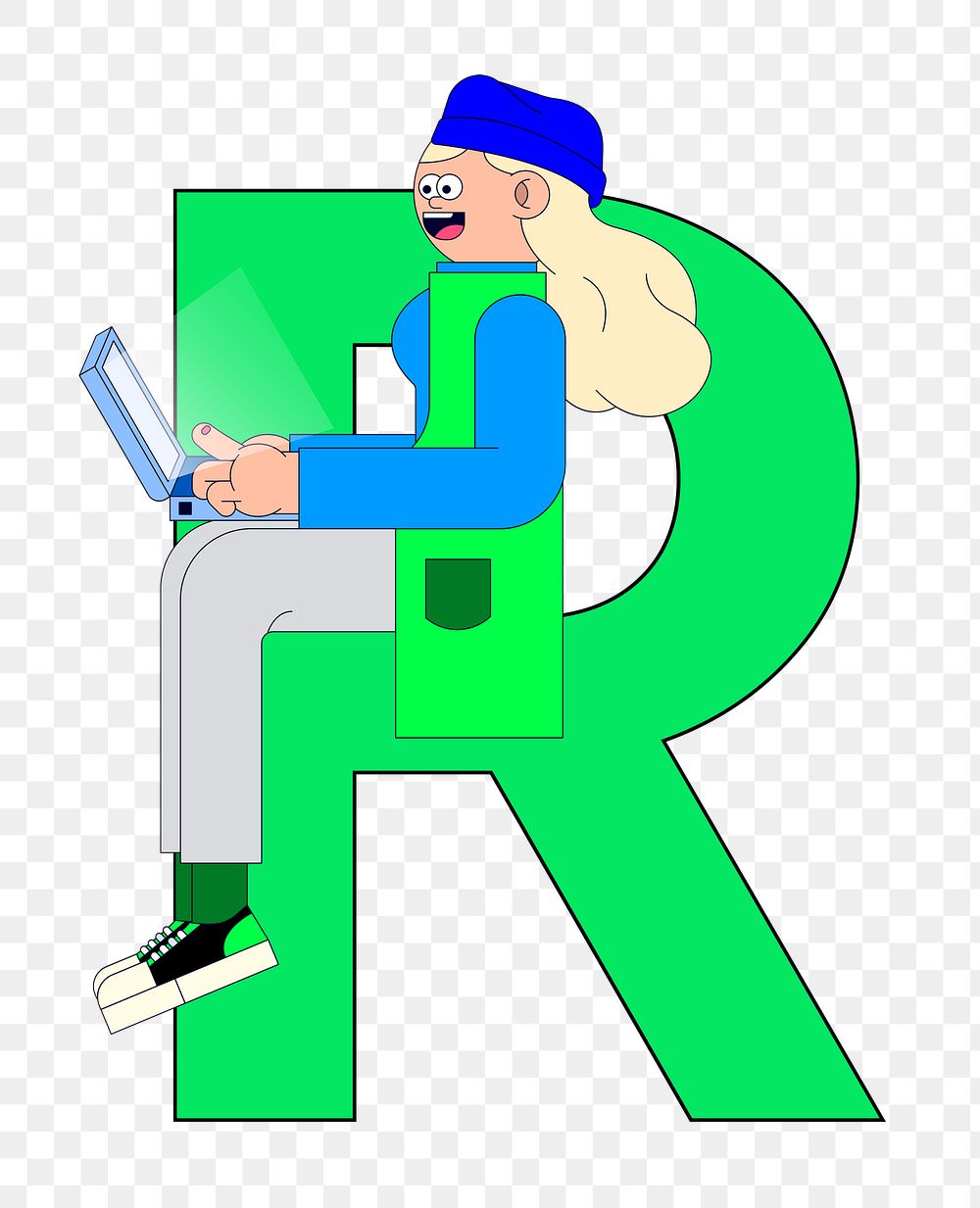 Letter R png character font, transparent background