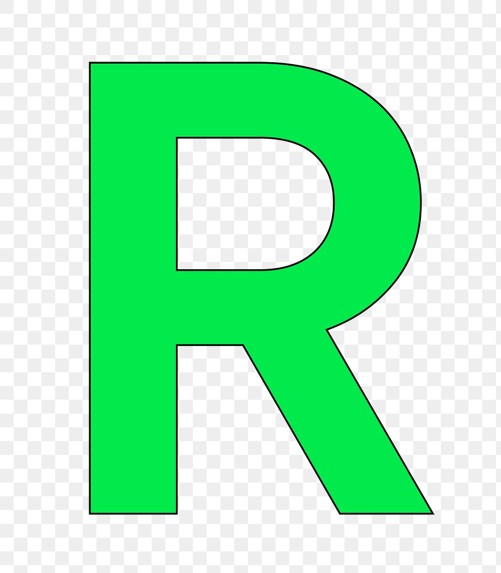Letter R png green font, transparent background