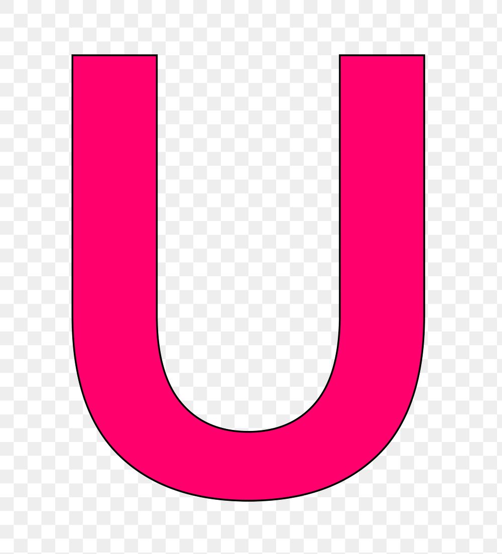 Letter U png pink font, transparent background