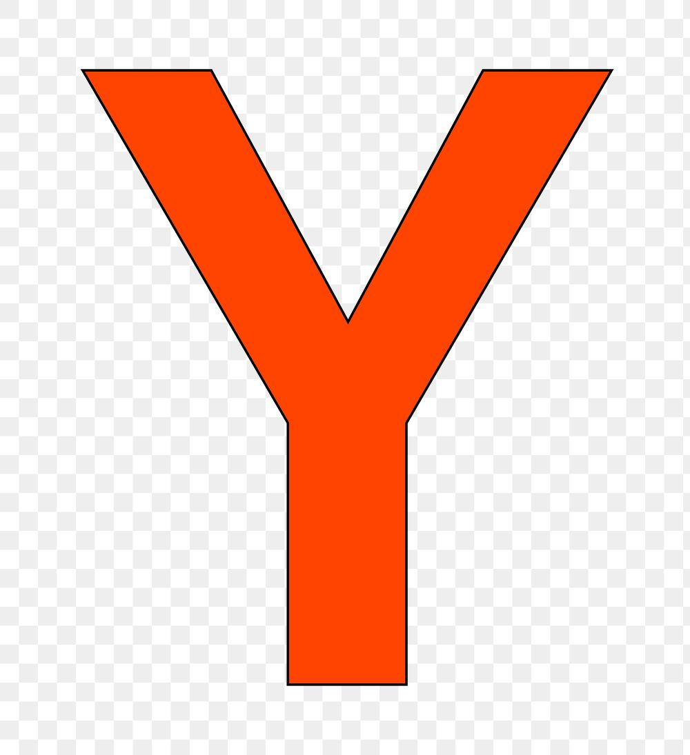 Letter Y png orange font, transparent background