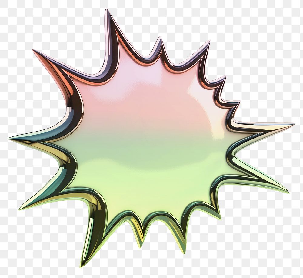 Explosion bubble  icon png holographic fluid chrome shape, transparent background